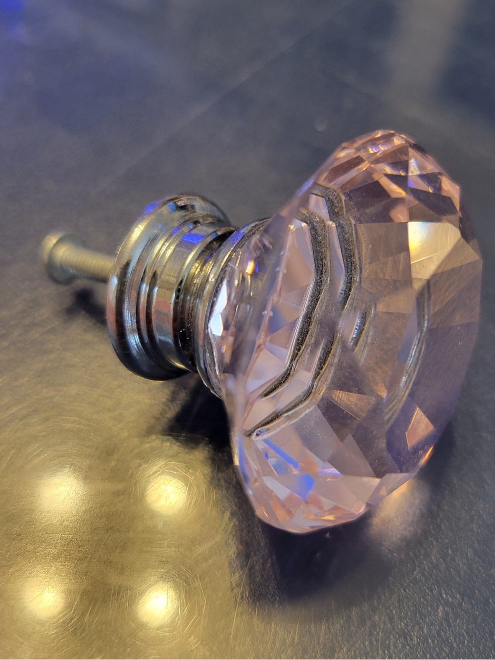 Faceted Pink Crystal Drawer Knob Set of 5